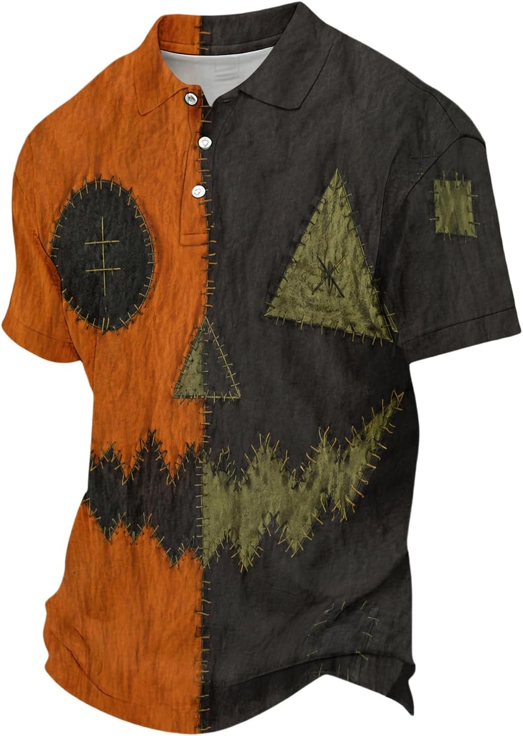 Halloween Polo Shirts for Men Pumpkin Ghost Printed Funny Golf Shirt