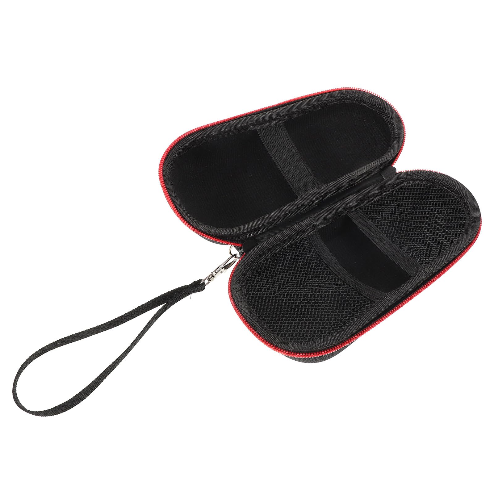 Men Hair Clipper Storage Hard Case Wrist Wrap Portable Organizer Travel Carrying Bag Red Double Zipper EVA Protective Bag for Electric Trimmers and Shavers