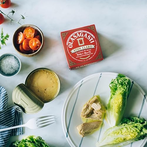 Miniatura 6 de Olasagasti Atún aleta amarilla en aceite de oliva – Atun Claro capturado en la naturaleza premium, importado de España, alto en proteínas – lata de