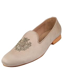 Tanny Shoes Men's Beige Colour Suede Embroidered Pattern Juttis (9)