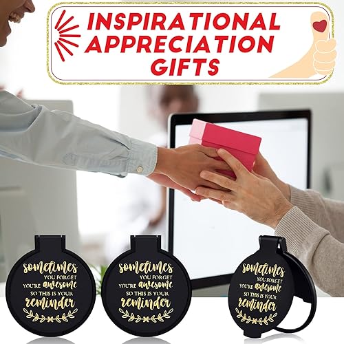 Miniatura 5 de Weysat 48 mini espejos compactos de bolsillo a granel, Sometimes You Forget Your Awesome, regalos inspiradores para compañeros de trabajo,