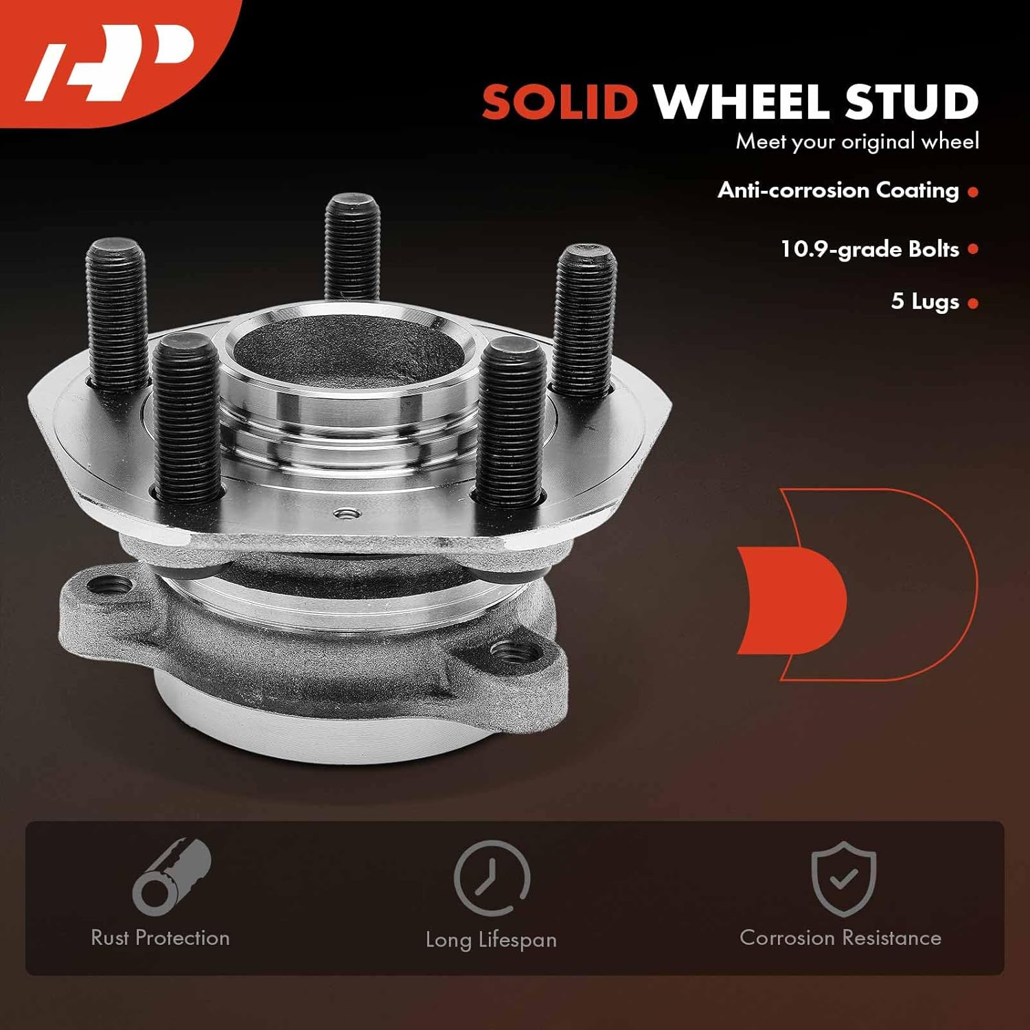 A-Premium Front Wheel Bearing and Hub Assembly with 5-Lug Compatible with Tesla Model 3 2017-2022, Model Y 2020-2021, RWD Only