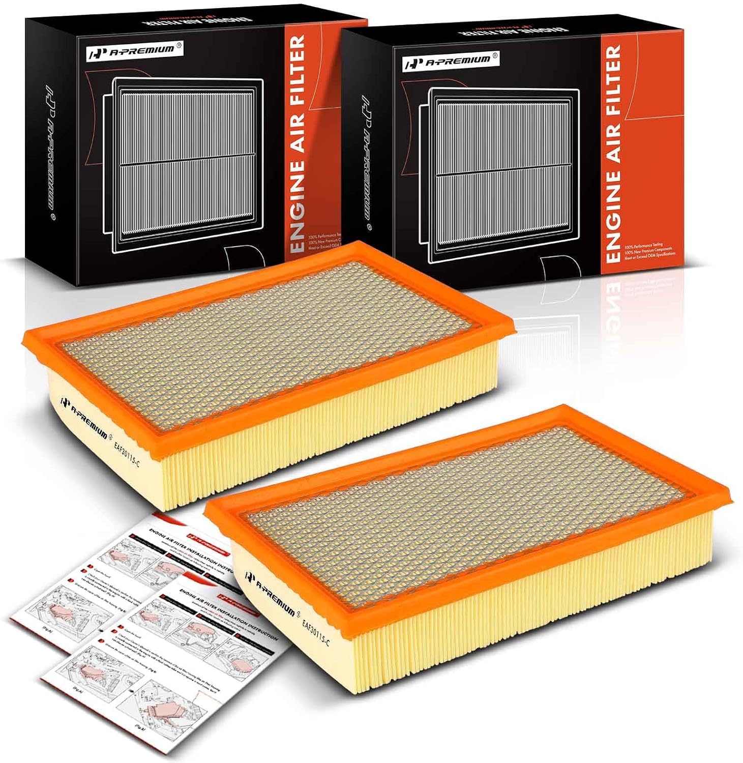A-Premium 2-PC Engine Air Filter Compatible with Jaguar XF 2009-2015, XFR 2010-2015, XFR-S 2013-2015, XJ 2010-2019, XJ8 2004-2009, XJR 2004-2009/2014-2017, XJR575, S-Type, Super V8, Vanden Plas