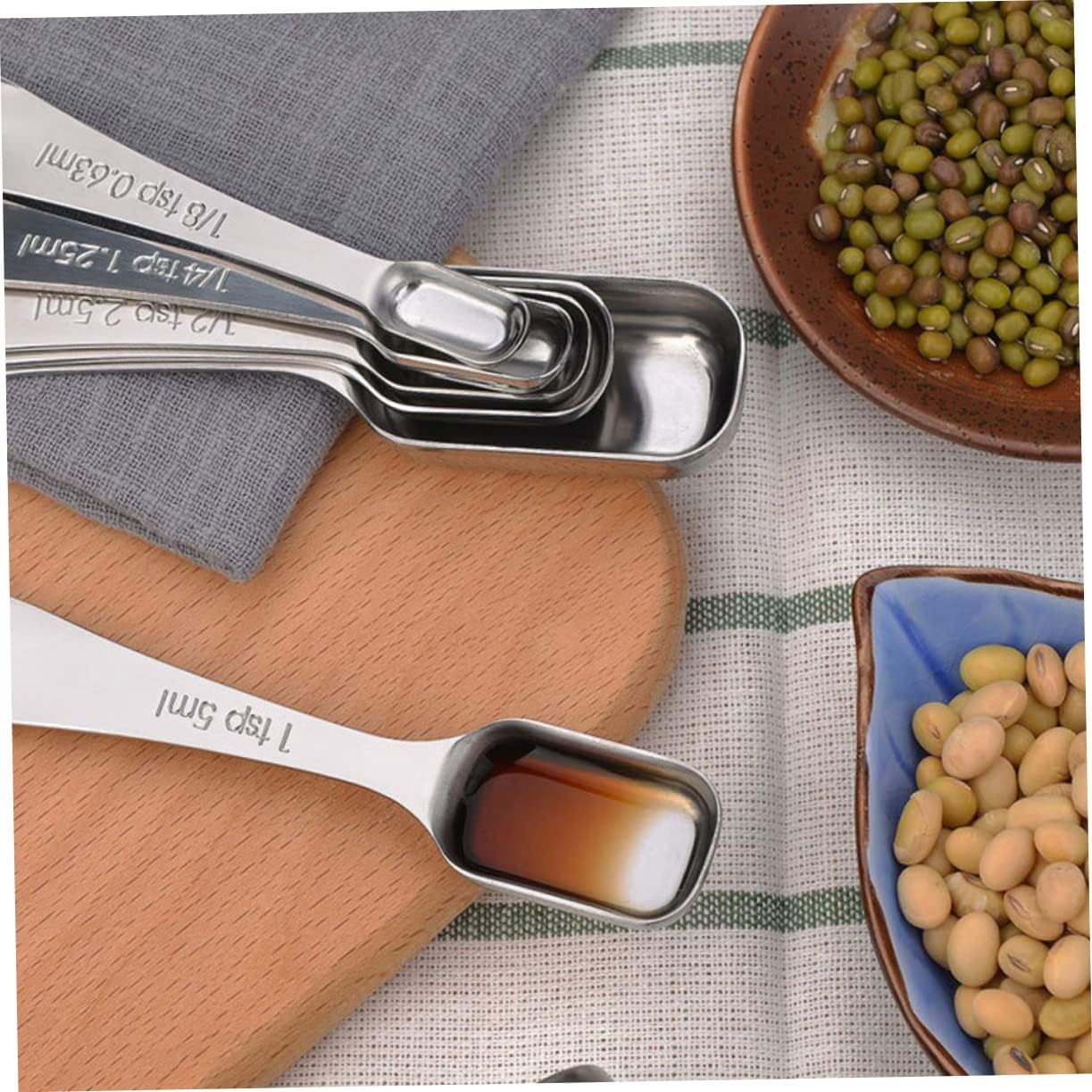 6pcs Stainless Steel Measuring Spoon Handled Tablespoons Engraved Markings for Accurate Measurement Cooking and Baking Kitchen Utensils for Home Use