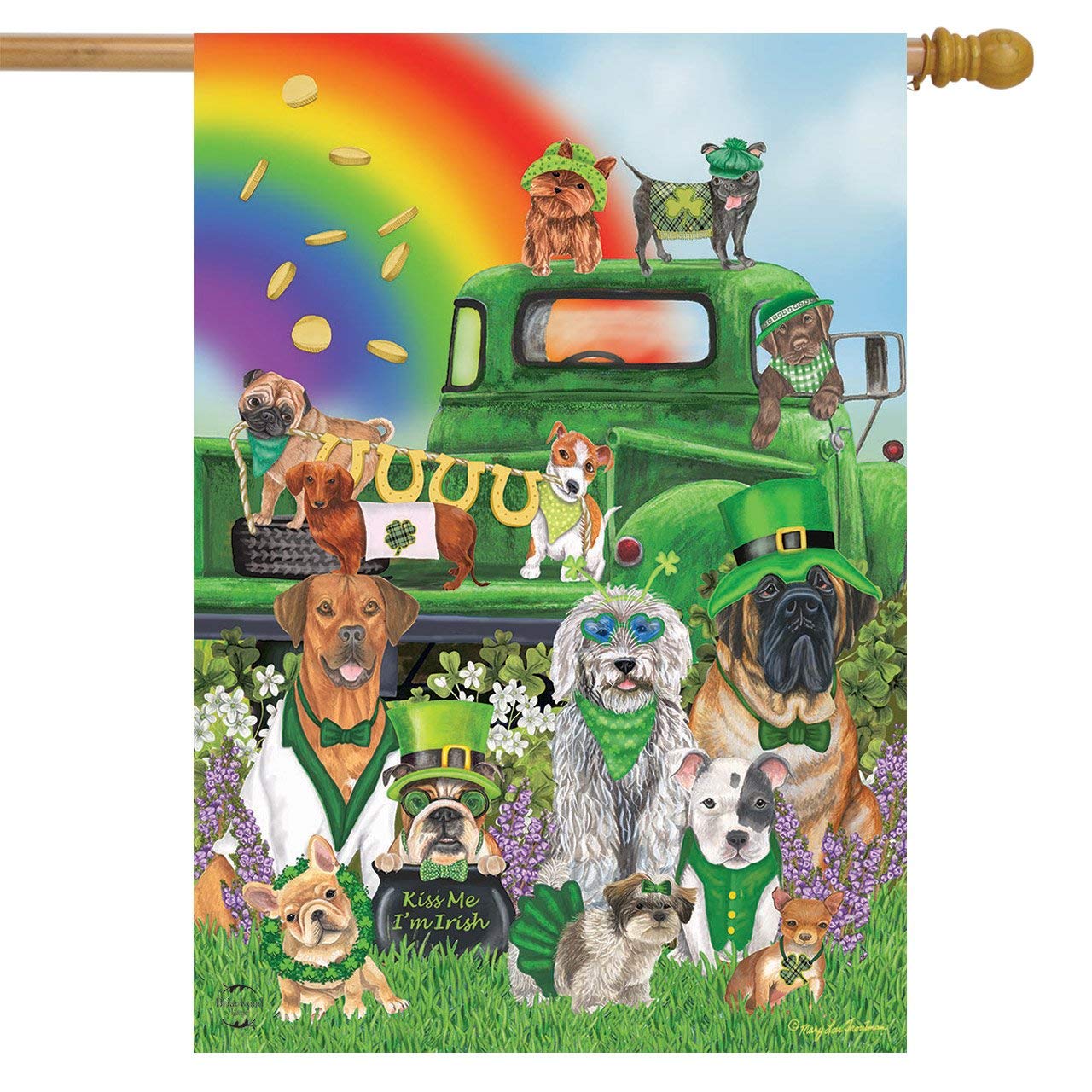 Briarwood Lane Jute-Flagge „Lucky Pot“ – St. Patrick's Day Deko, Gold & Regenbogen, 71,1 X 101,6 Cm