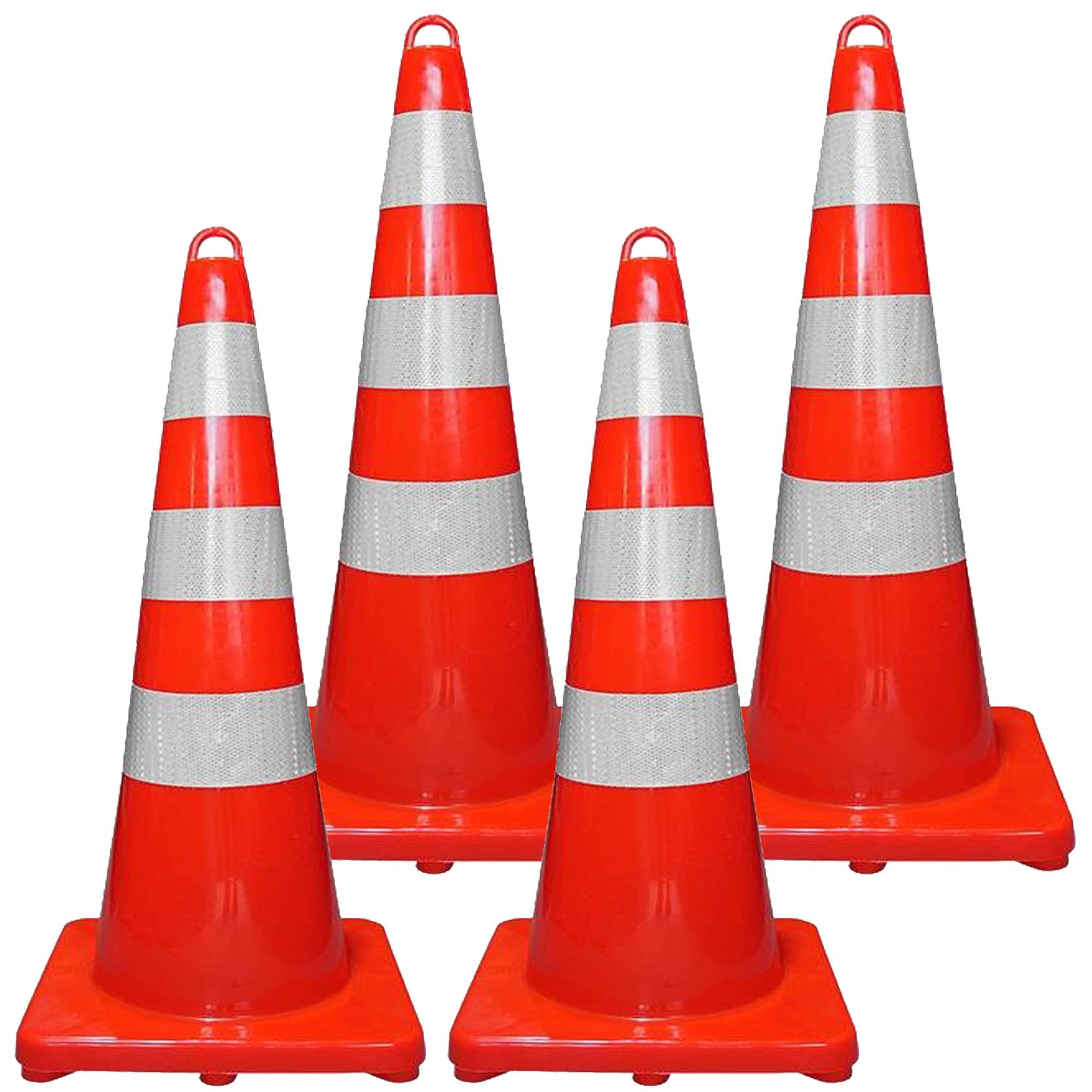 Cônes de Sécurité Multi-Usages Pliables,Cônes de Signalisation Orange avec Collerette Réfléchissante et Poignée pour La Formation À La Conduite sur Parking(Color:4pcs)