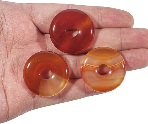 Miniatura 5 de Donut de cristal, 3 piezas de amuleto de moneda de la suerte con agujero grande, círculo de paz, joyería de cristal curativo para bricolaje, piedra