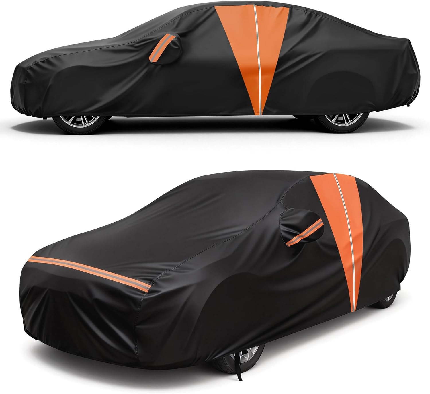 10-Layer Car Cover Waterproof All Weather, Soft Cotton Lining Car Covers for Automobiles & Car Snow Cover with Door Zipper, Universal Fit for Sedan 194"-208" L, Size A6 (See Size Chart)