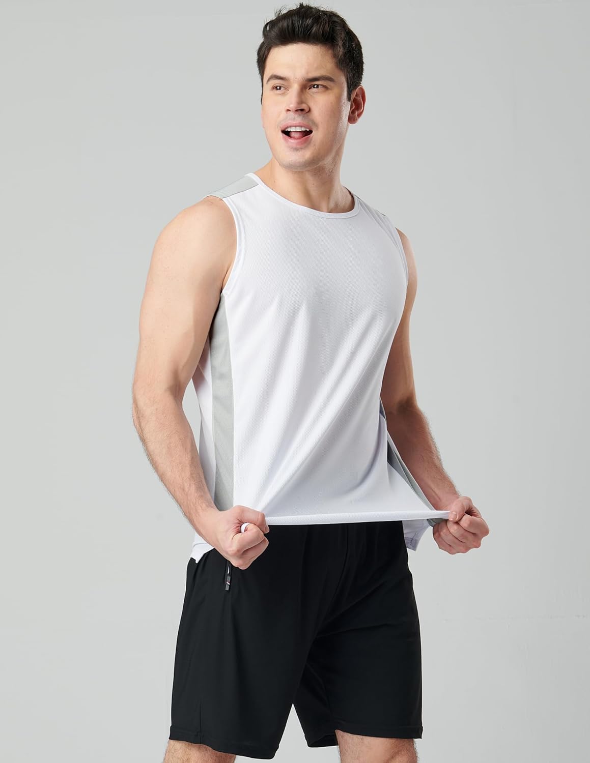 Liberty Imports Pack of 5 Men's Stretch Cool Dry Muscle Tank Tops Athletic Crewneck Sleeveless Workout Shirts - Image 4