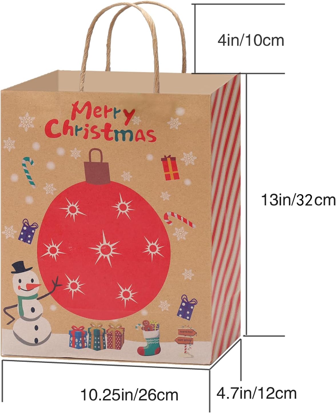 TIMBLESSING 36 Piece 13inch kraft paper gift Bags Bulk Party Gift Bag With 72 Sheets of Wrapping Paper, large size, Gift Bags for All Occasions (Christmas-No.1) - Image 2