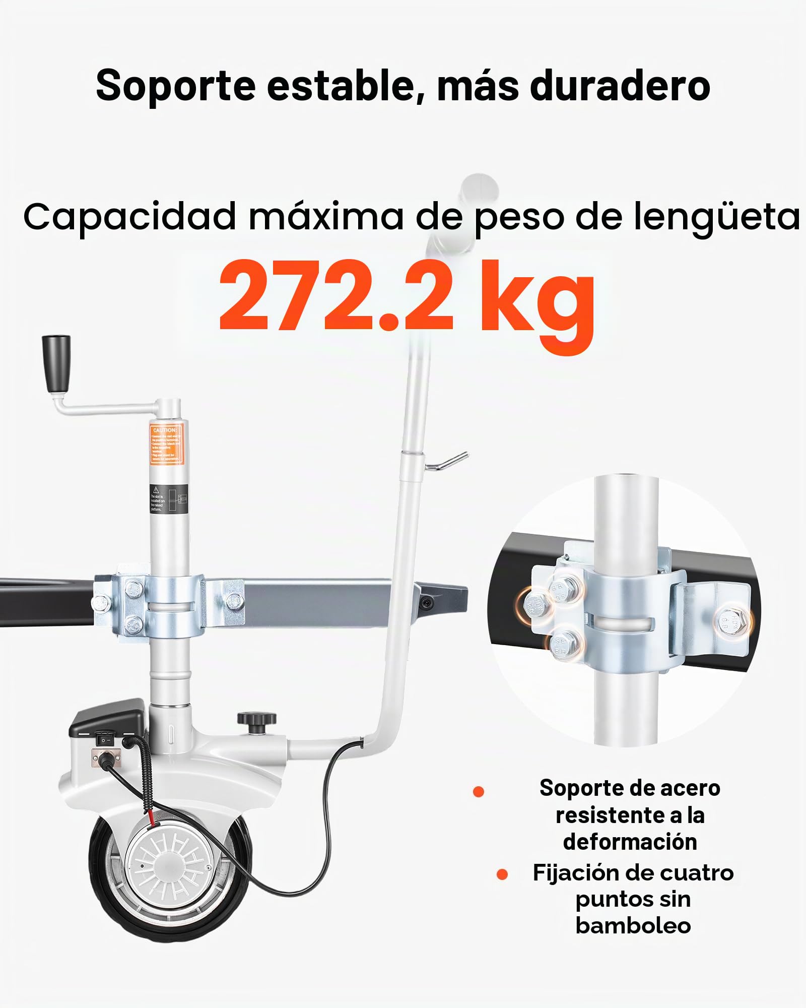 VEVOR Plataforma Rodante Eléctrica, Capacidad de Remolque 2,5 T, Rueda Motorizada 380 W y 12 V con Velocidad 7 m/min, Altura de Sujeción Ajustable y Neumáticos de Goma, para Caravanas y Barcos