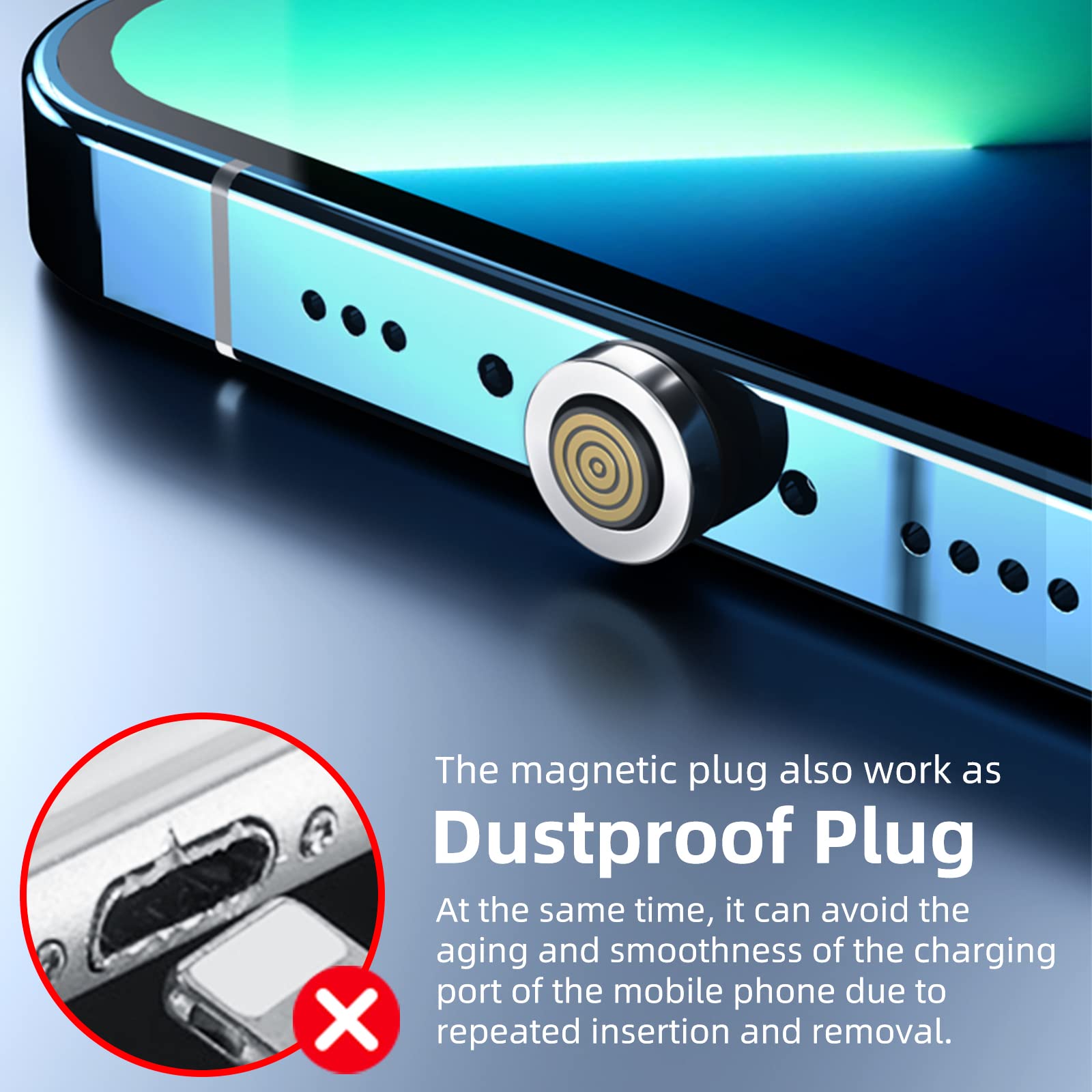 Ankndo Magnetyczne końcówki złącza [4-pak] Adapter magnetyczny USB C, kompatybilny z 7-pinowym magnetycznym kablem ładującym, obracający się o 360°, mocny magnetyczny adapter kabla do telefonu do