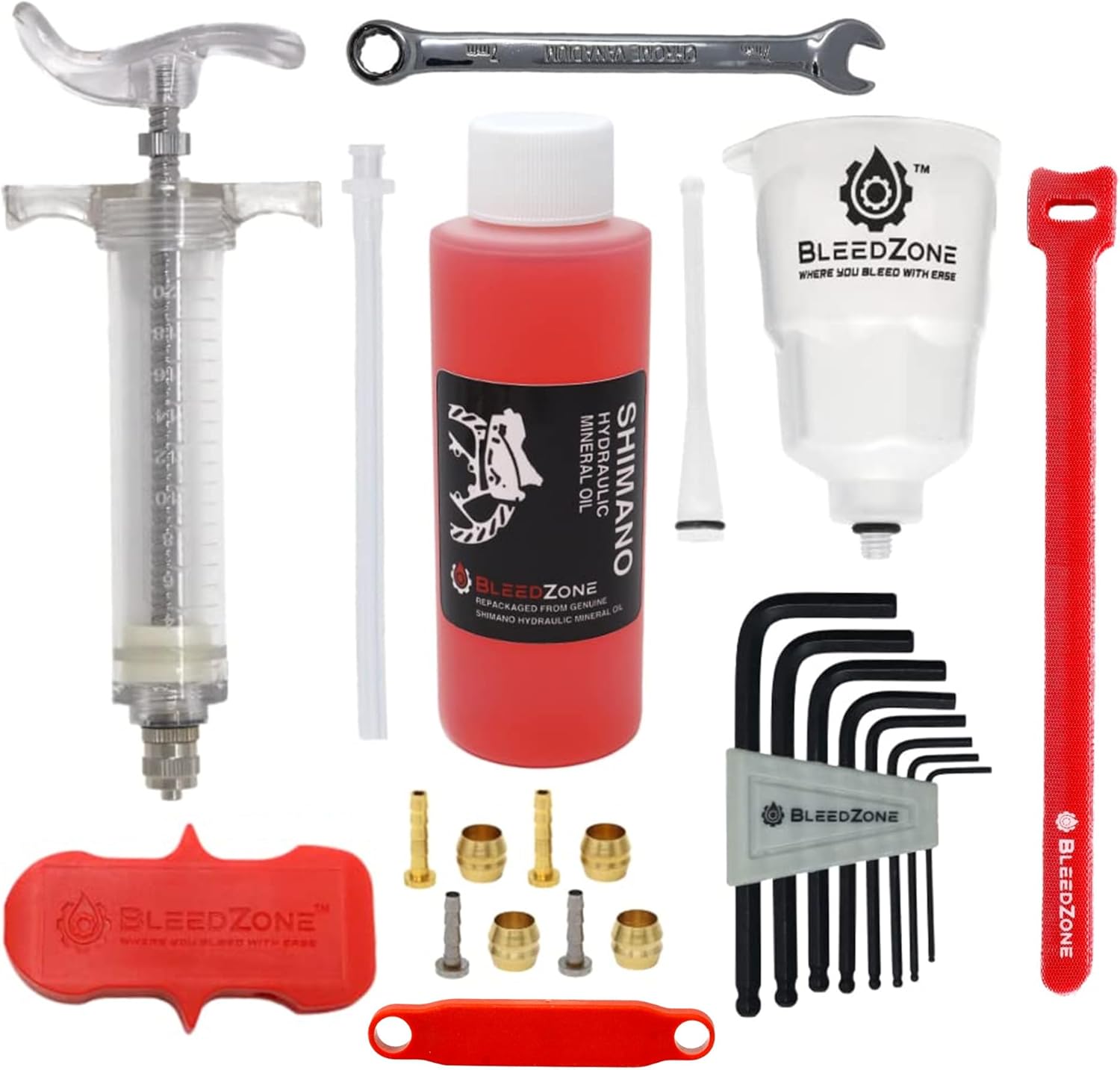 BleedZone Pro Brake Bleed Kit for Shimano Brakes, Bike Hydraulic Brake Kit with 120ml Mineral Oil and Syringe - Fits with Shimano Bike, Mountain Bike Brake Bleed Kit, Bicycle Brake Bleed Kit