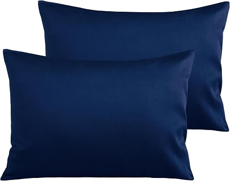 Cotton Toddler Pillowcases, Set of 2 Travel Pillow Cases Cotton 13x18 Pillow Covers - Envelope Closure Nursery Pillowcases, Navy Blue
