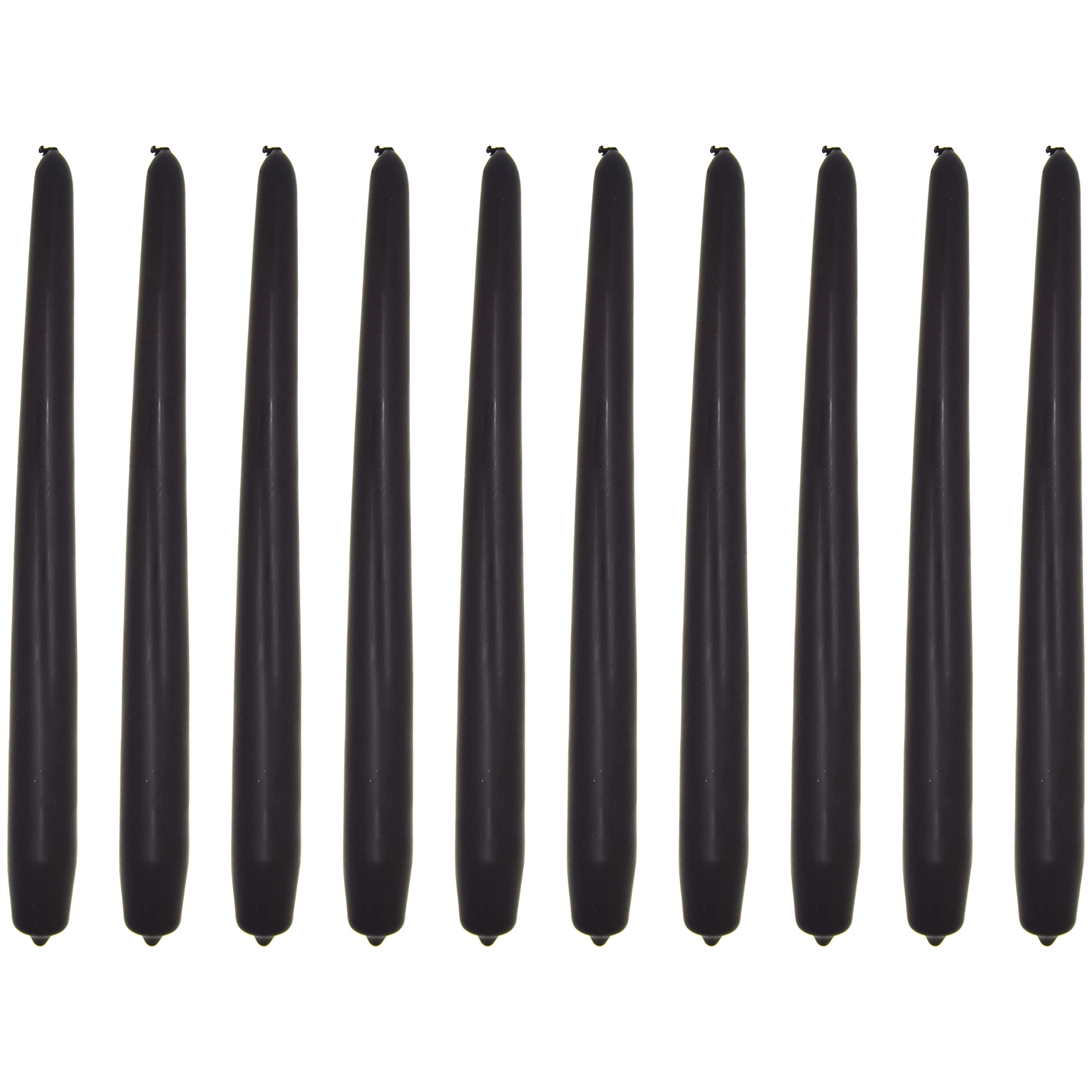 Tapered Dinner Candles, Pack of 10, Unscented, 24 cm - Ecru Matt Finish - Black Matt