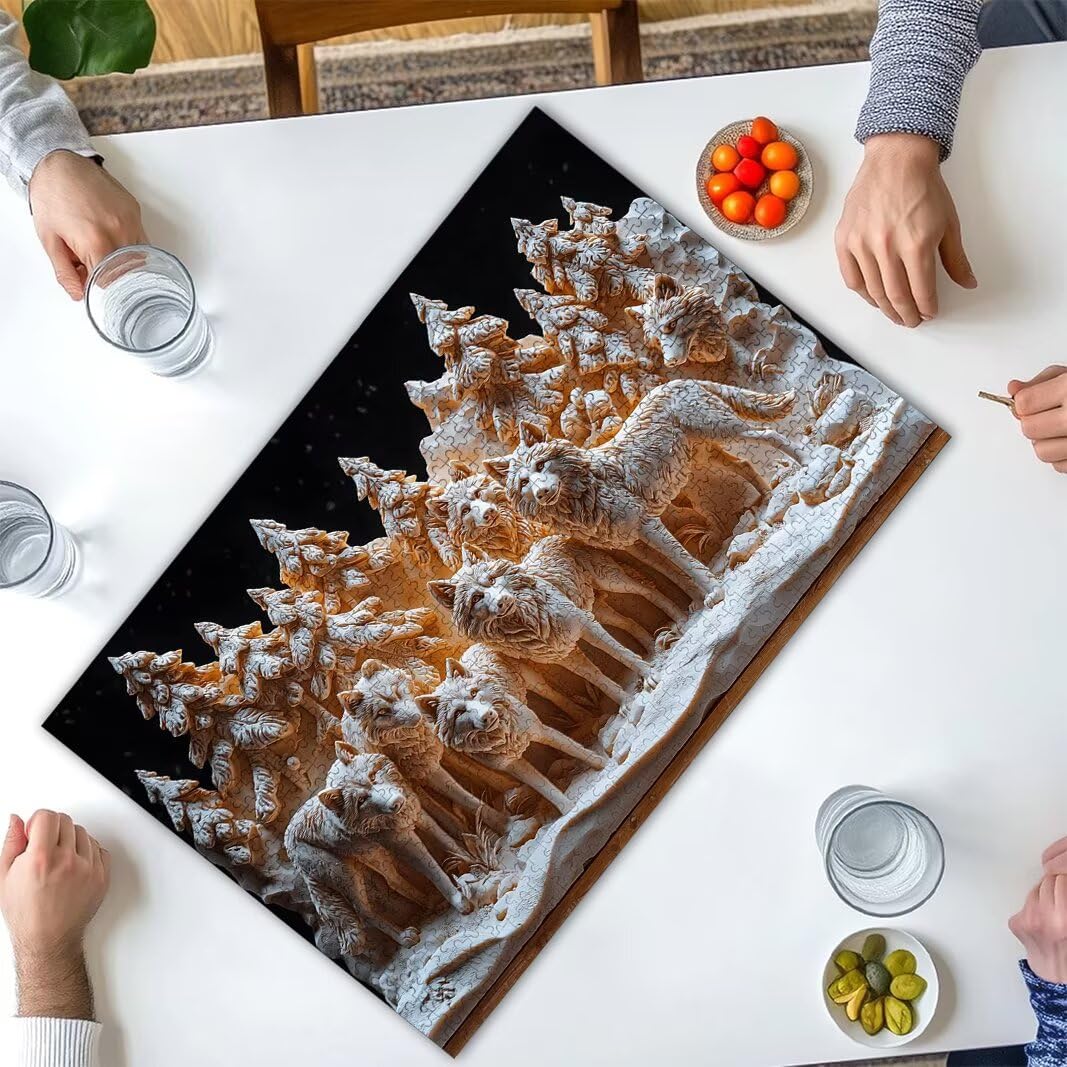 Puzzle 1000 Pezzi, Puzzle Lupo in Legno per Adulti, Misura: 70x50cm -2586