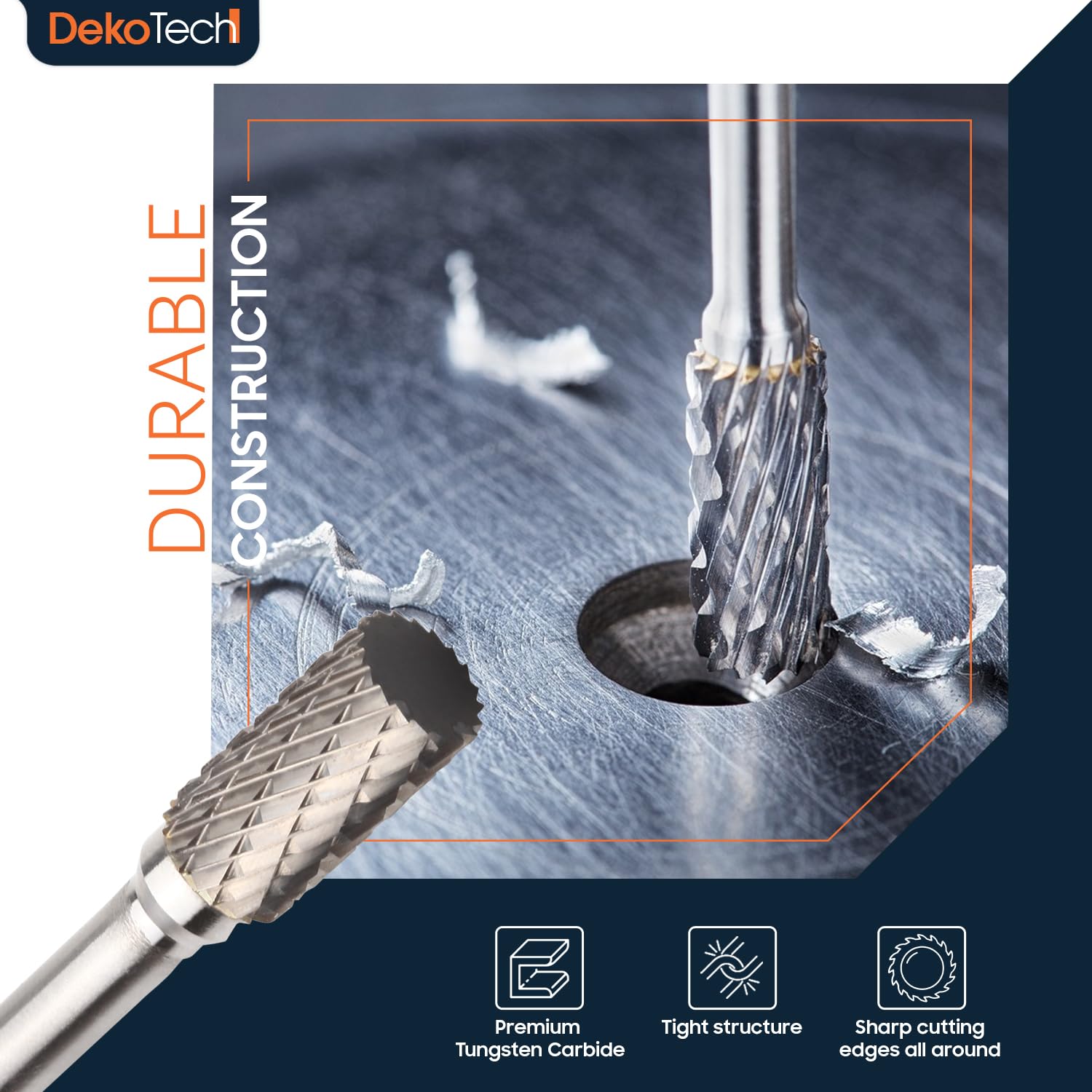 Tungsten Carbide Rotary Drill Bit, Type A Shank Diameter 6-10mm A0616 – Double-Cut Carbide Drill bits for die Grinders, Metalworking Suitable for Metal, Wood, Plastic and Stone (Type A 10mm)