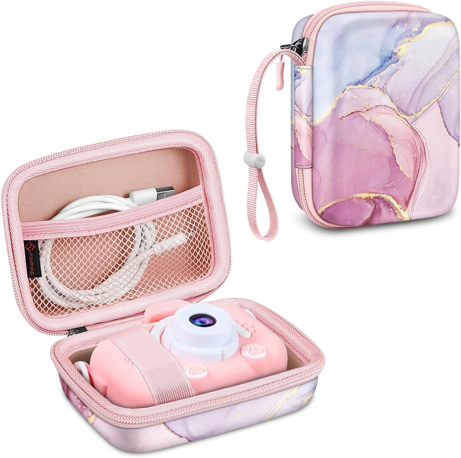 FINTIE Kids Camera Case For Goopow/Seckton/Dylanto/Mgaolo Digital Toys | Fits Masterbee/Cimelr/Desuccus Digital Camera Toys, Children Carrying Bag, For Birthday Christmas, Dreamy Marble