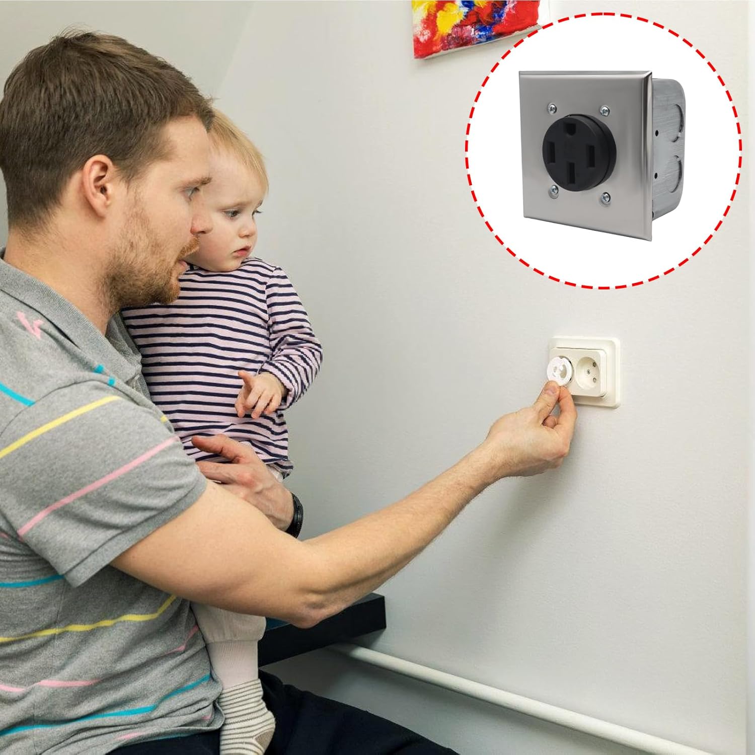 Practical NEMAs 14 30R 30.0A Receptacle Set with Cable Clamps Metal Component and Portable Designs Easy Installion Cover Plate Outlet Box