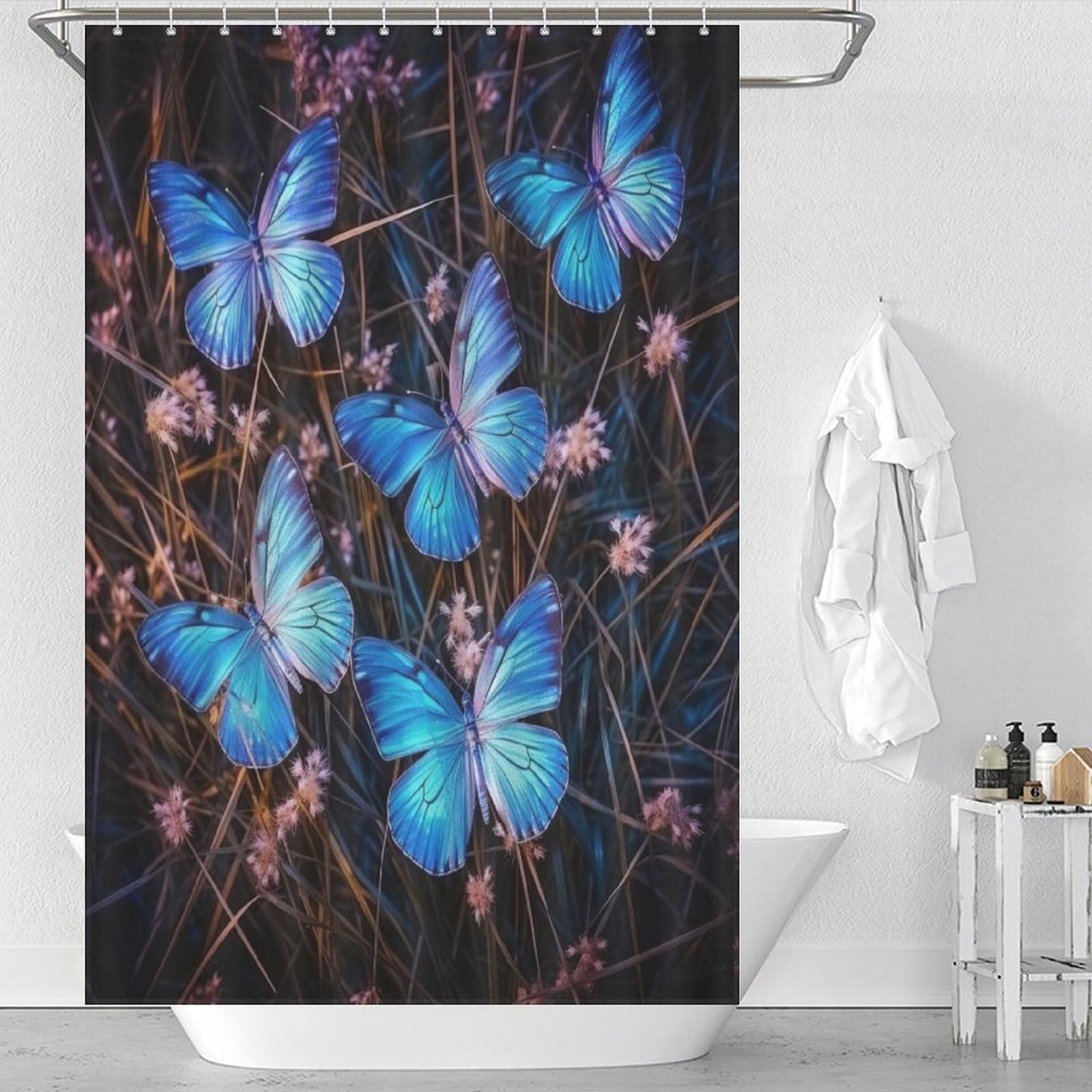 Rideau de salle de bain papillon pour une douche zen