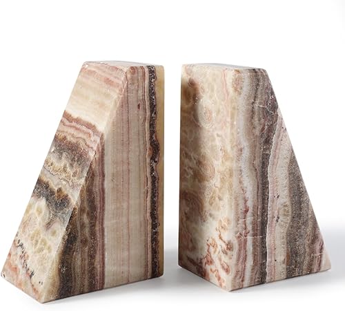 Miniatura 19 de Koville Sujetalibros de mármol para estantes, sujetalibros grandes para libros pesados, antideslizantes, 7 libras, extremos de libros de piedra para