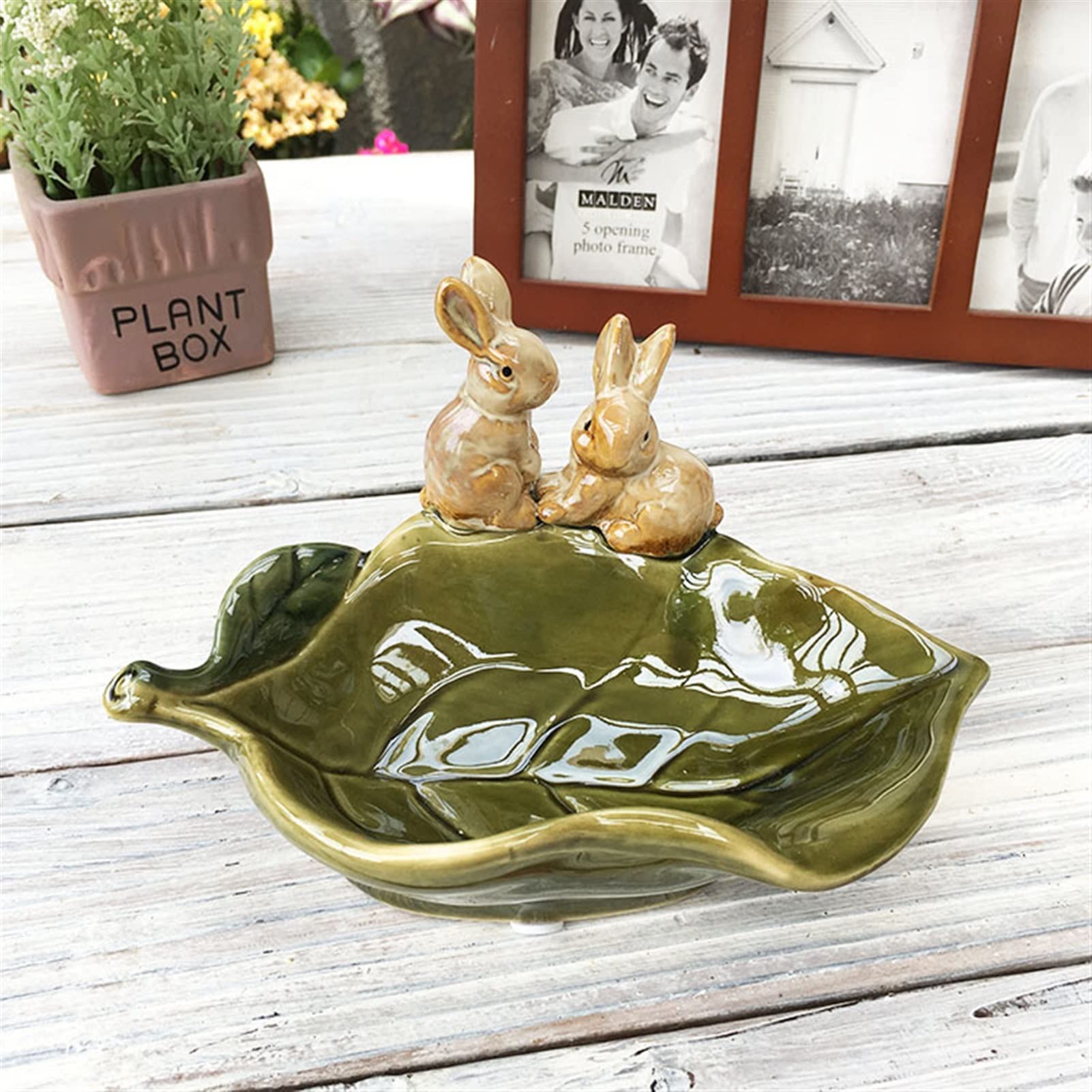 Jabonera Baño Lindo Conejito de Porcelana Amantes jabón Plato Decorativo cerámica Liebre Liebre sostenedor de jabón Adorno de baño Regalo Accesorios de artesanía Jabonera Ducha