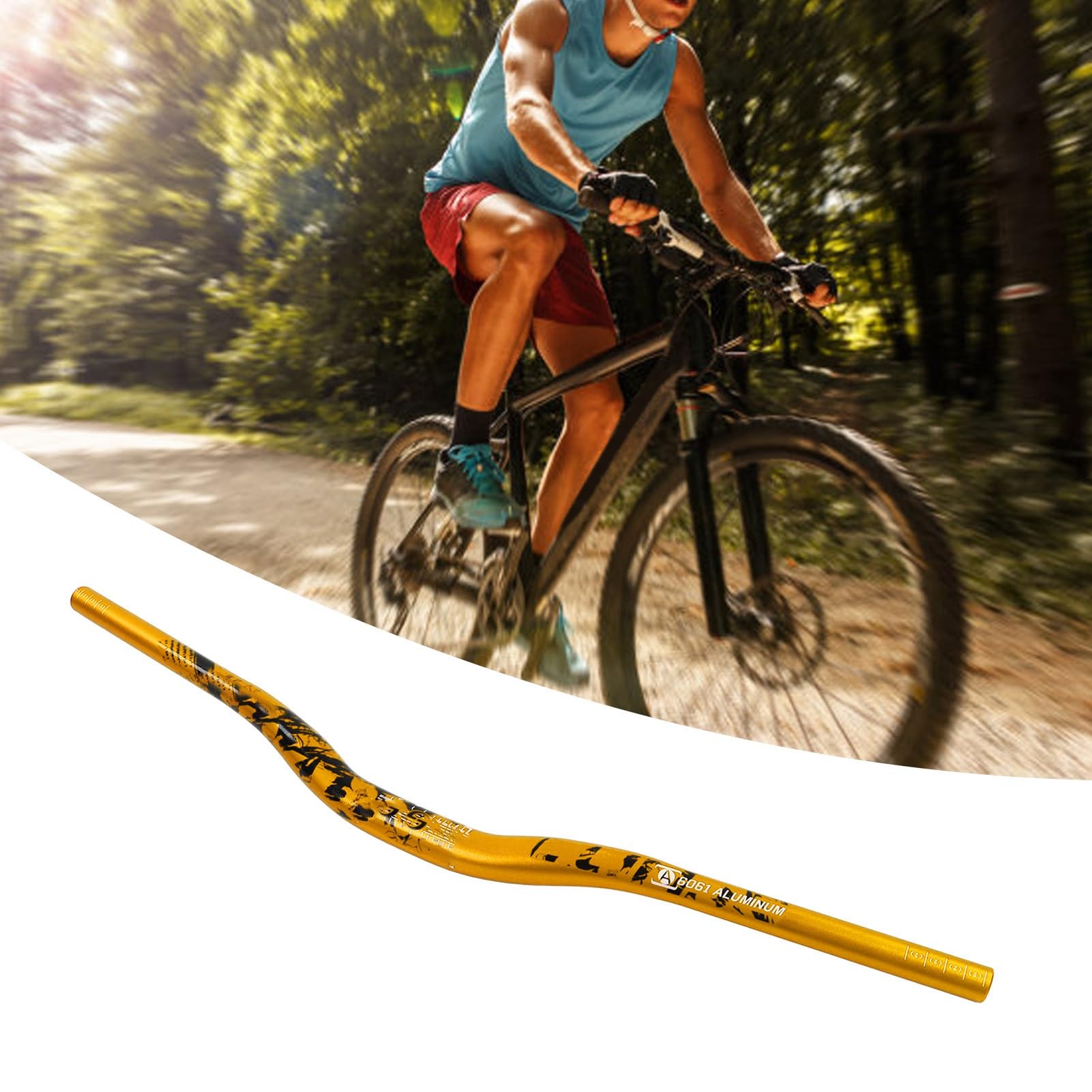 Guidon de vélo barre montante Extra longue 31.8mm 720mm guidon de VTT en alliage d'aluminium pour la descente de sentier hors route cyclisme (Jaune)