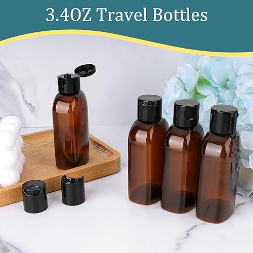 Miniatura 3 de Cosywell Botellas de champú de viaje, 4 botellas de 3.4 onzas aprobadas por la TSA para artículos de tocador, a prueba de fugas, recipientes vacíos