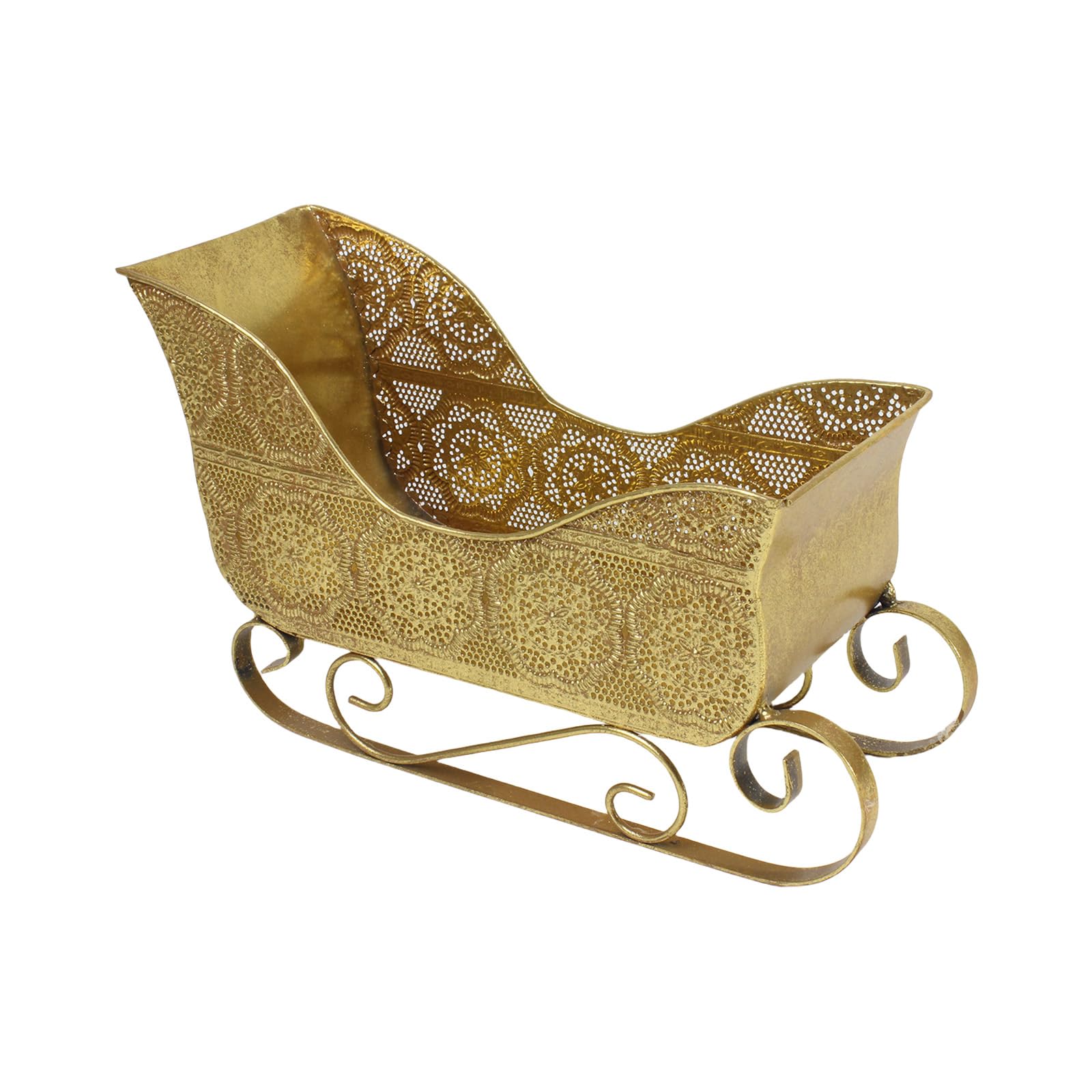 Cesta de metal con escultura de trineo de Navidad, contenedor de caramelos, decoración de mesa para el hogar, oficina, día festivo