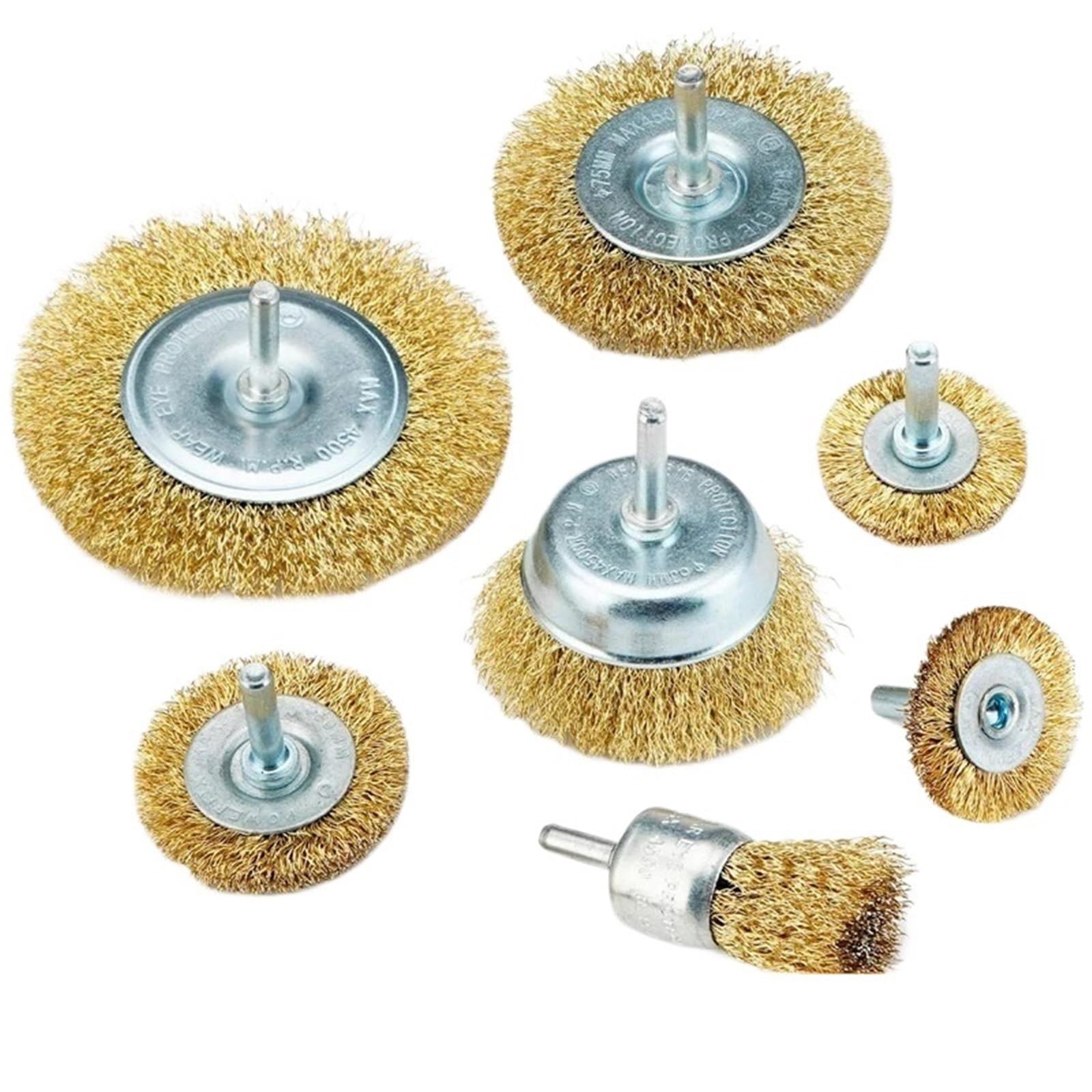 Cepillo De Alambre Cepillo de alambre, vástago broca, herramientas rotativas acero al carbono chapadas en latón, eliminación óxido Metal, pulido y limpieza Para Taladro