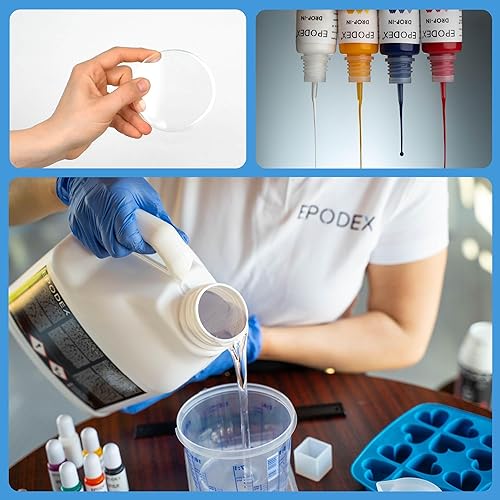 Miniatura 8 de EPODEX Resina artística, kit de resina epoxi transparente para manualidades, posavasos, fabricación de joyas y bricolaje, estabilizado a los rayos