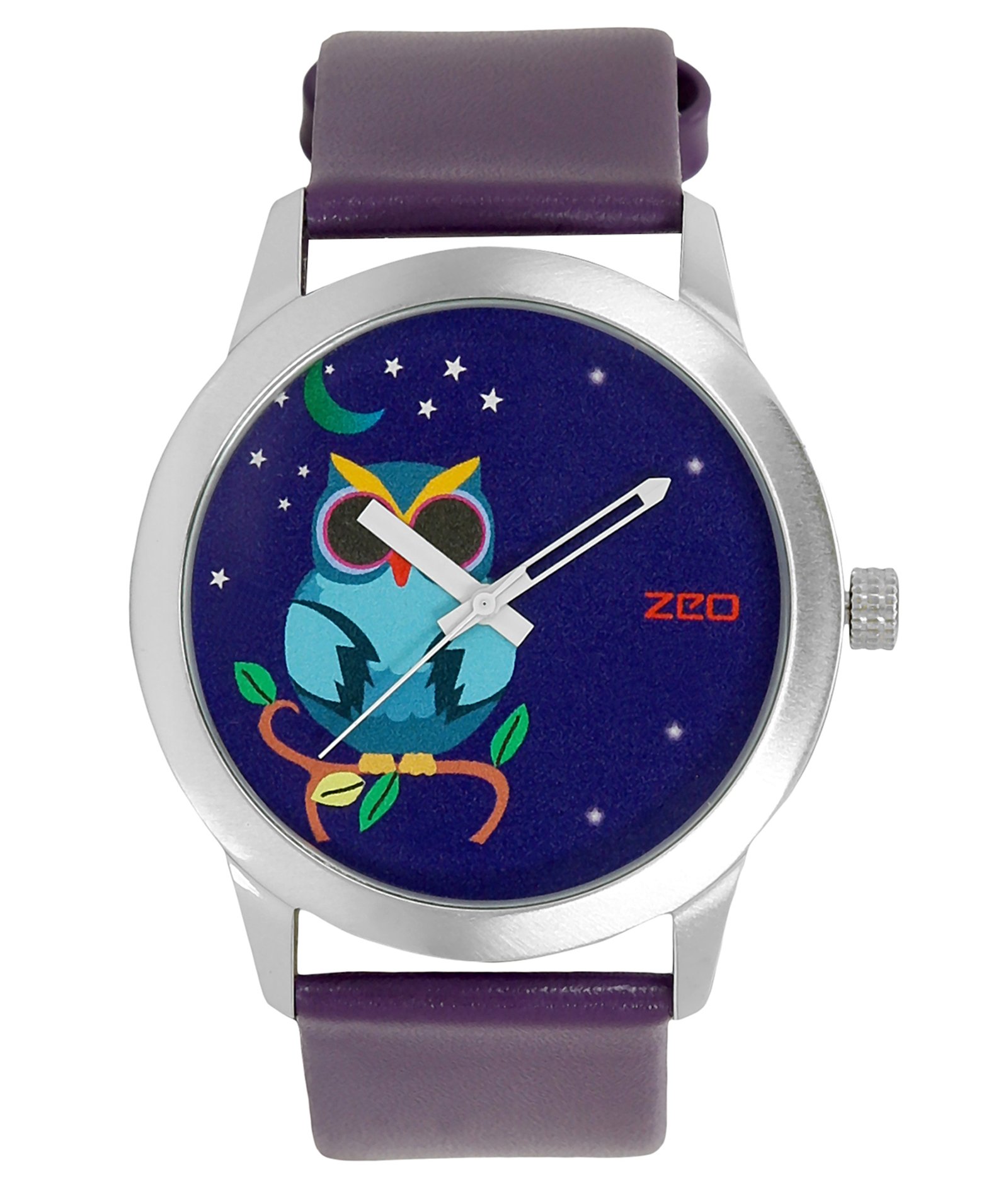 ZEOAnalog Wrist Watch with Genuine Leather Strap (Purple)