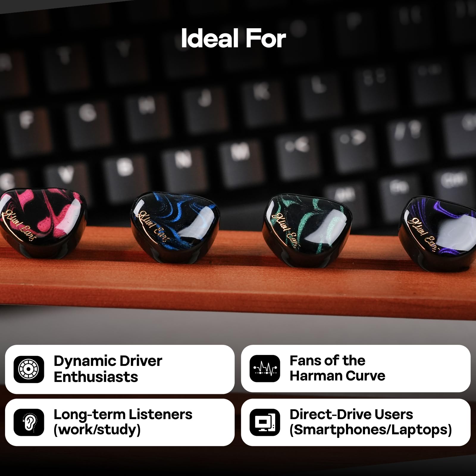 LINSOUL Kiwi Ears Cadenza10mm Beryllium Dynamischer Treiber IEM 3D Gedruckt mit Abnehmbarem Stecker 0.78 2pin 3.5mm IEM Kabel für Musiker (Lila)
