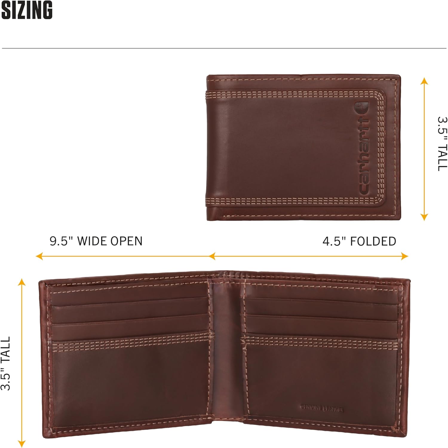 Carhartt Men’s Leather Triple Stitch Wallet, Durable Full-Grain Leather Bifold, Trifold & Rodeo Styles, Gifts for Men - Image 4
