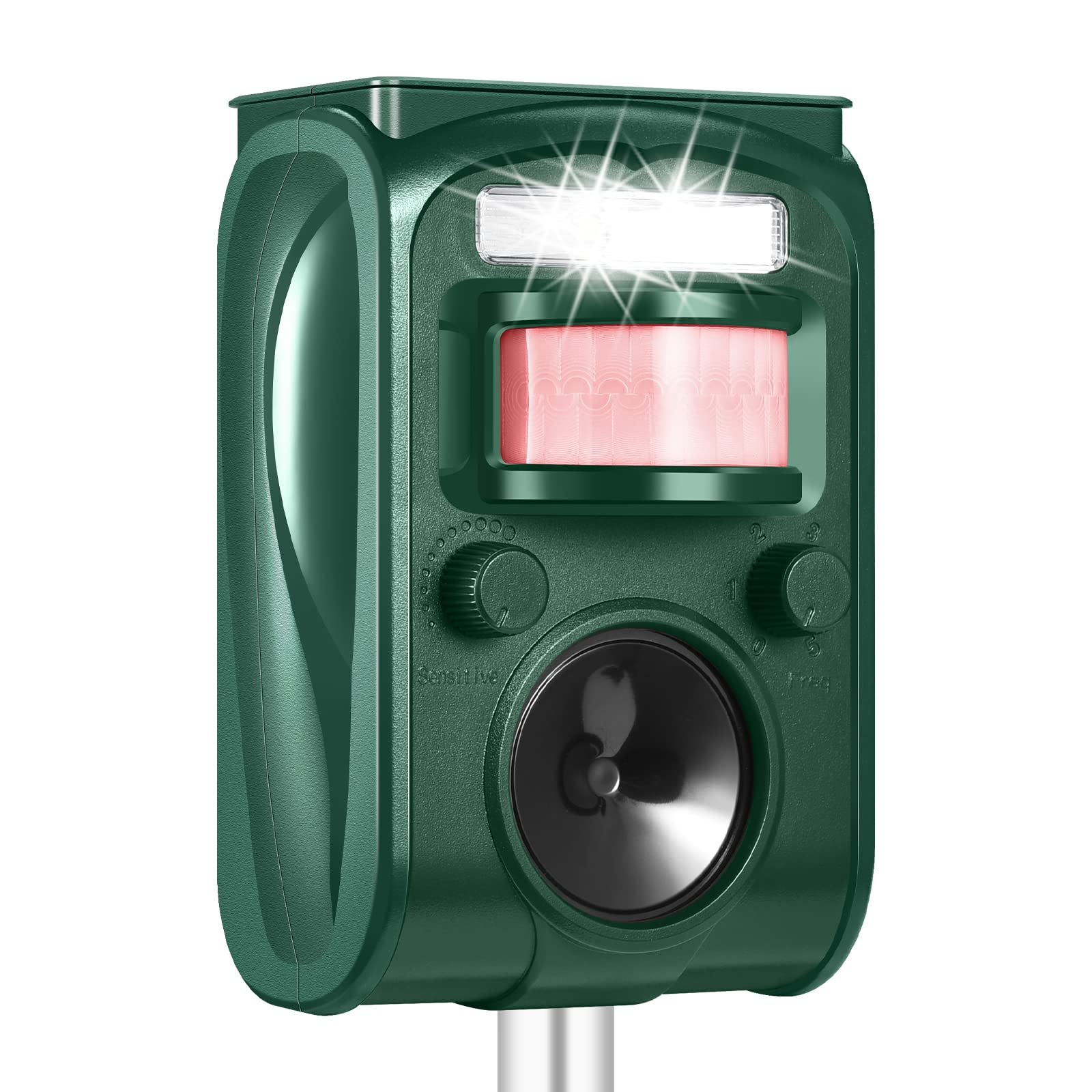 Ultrasonic Animal Repellent, Cat Repellent Outdoor Solar and Waterproof Repeller with Flashing LED Light and Sound Scares Away Cat, Dog, Foxe, Etc