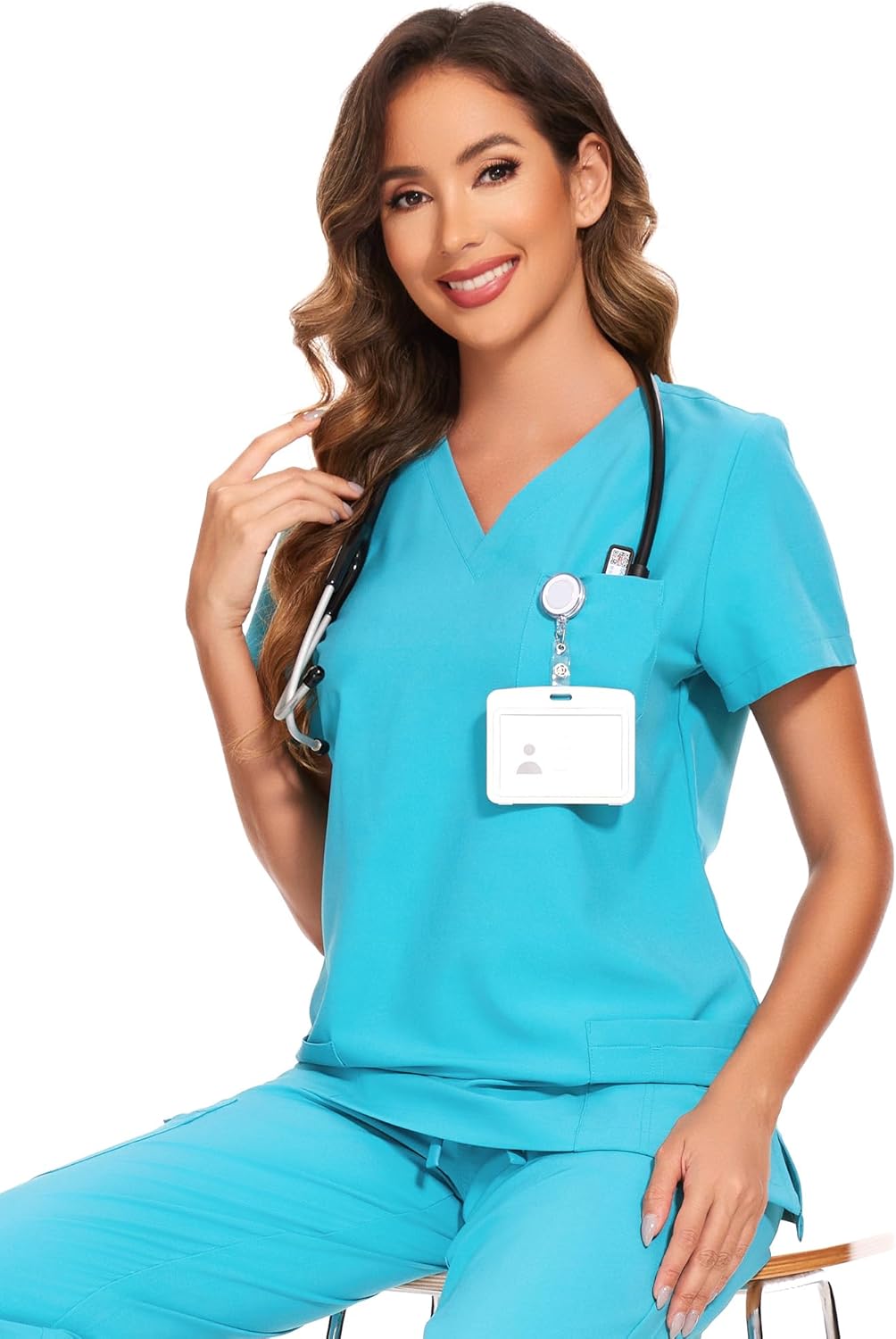 COZYFIT Scrub Tops for Woman - Soft Stretch, V-Neck Top Scrubs with 3 Pockets, Easy Care for Women - Image 7