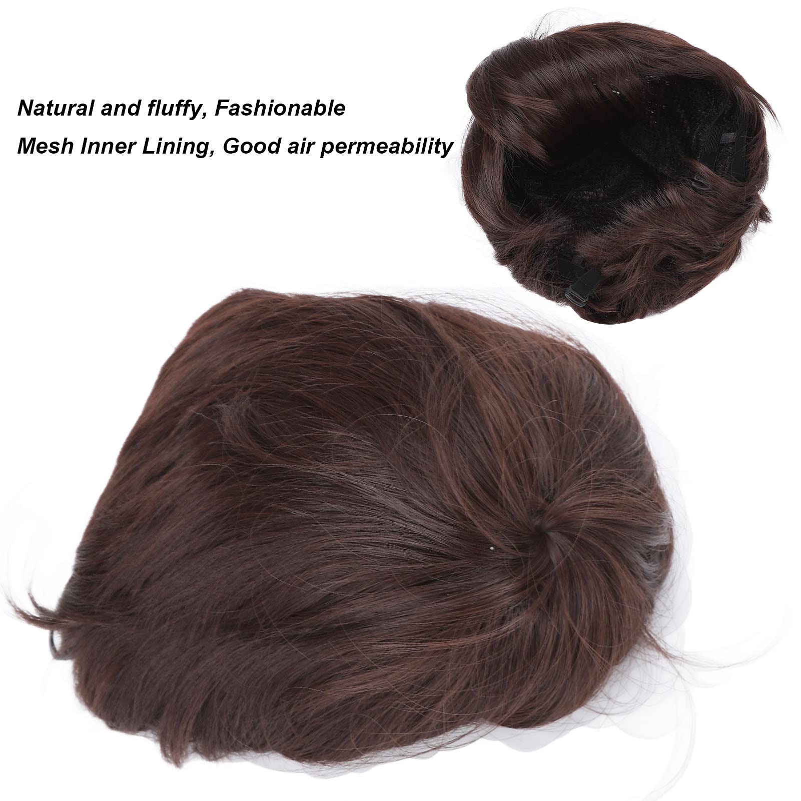 Mens Short Dark Brown Wig, Layered Natural Fluffy Handsome Breathable Mesh Fashionable Short Hair Wig - Image 2