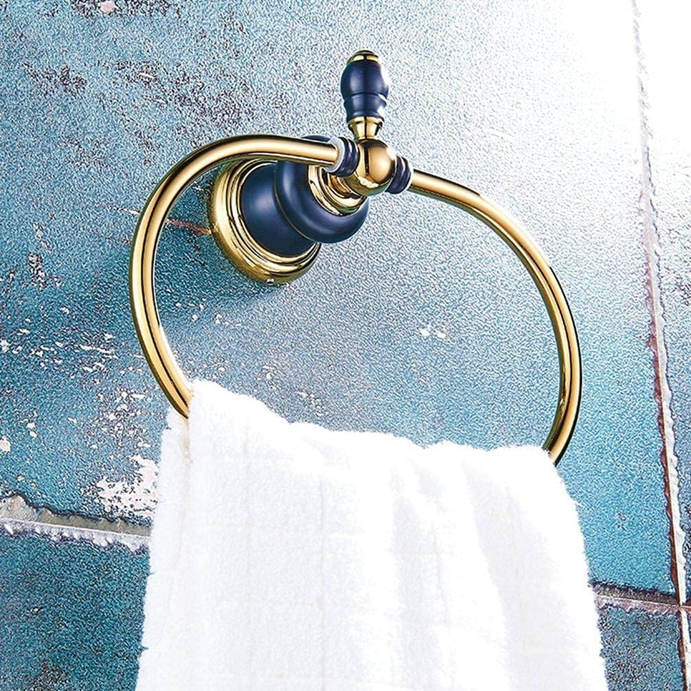 Hand Towel Holder Bathroom accessoriesAll-Black Old Gold Copper Bathroom Towel Ring Metal Pendant Bathroom Towel Rack Hanging Round Circle Retro