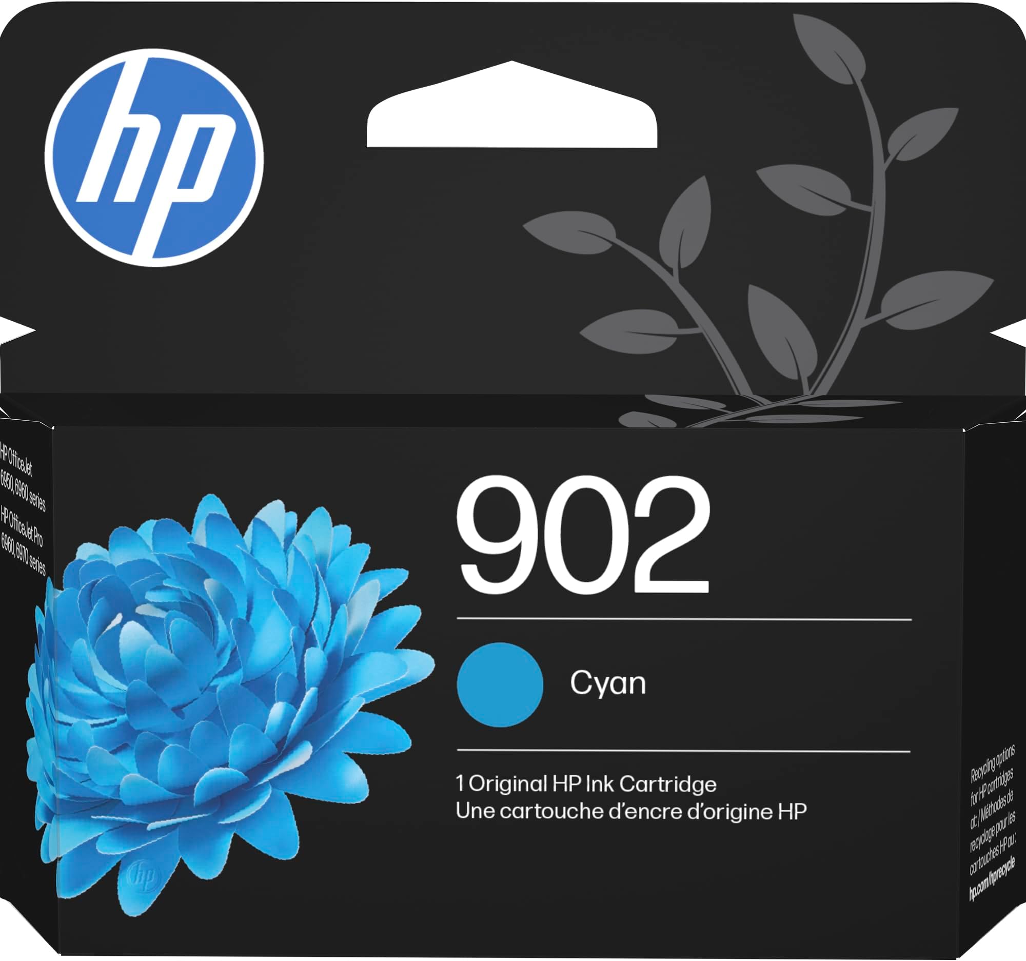 HP 902 Cyan Ink Cartridge | Works with HP OfficeJet 6950, 6960 Series, HP OfficeJet Pro 6960, 6970 Series | Eligible for Instant Ink | T6L86AN