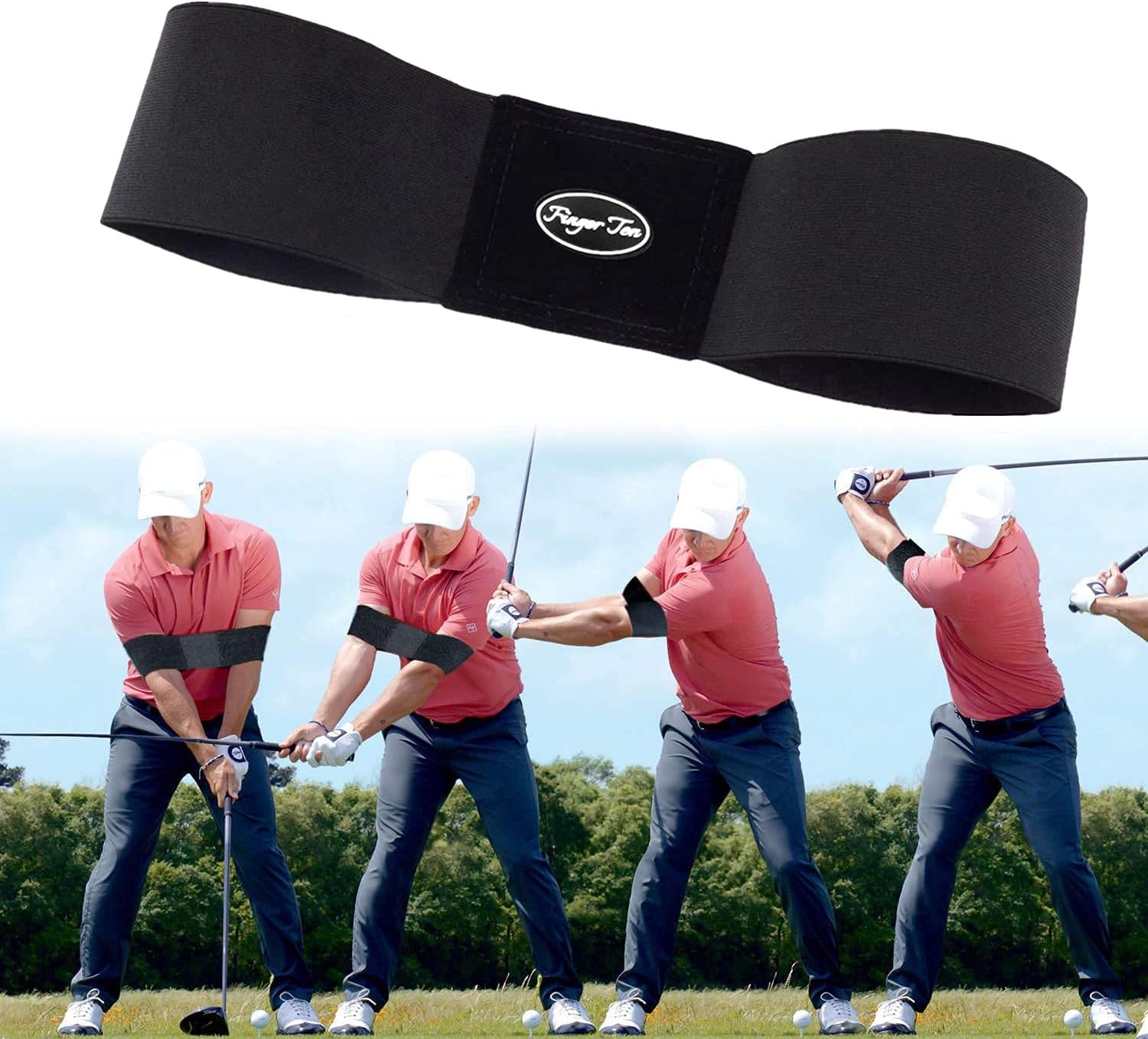 Jeantet Sport Golf Swing Trainer Aid Grip Secret Arm Band Trainer Value 1/2 Pack, Golf Training Aids Professional Motion Posture Correction Belt For Men Women Kids…