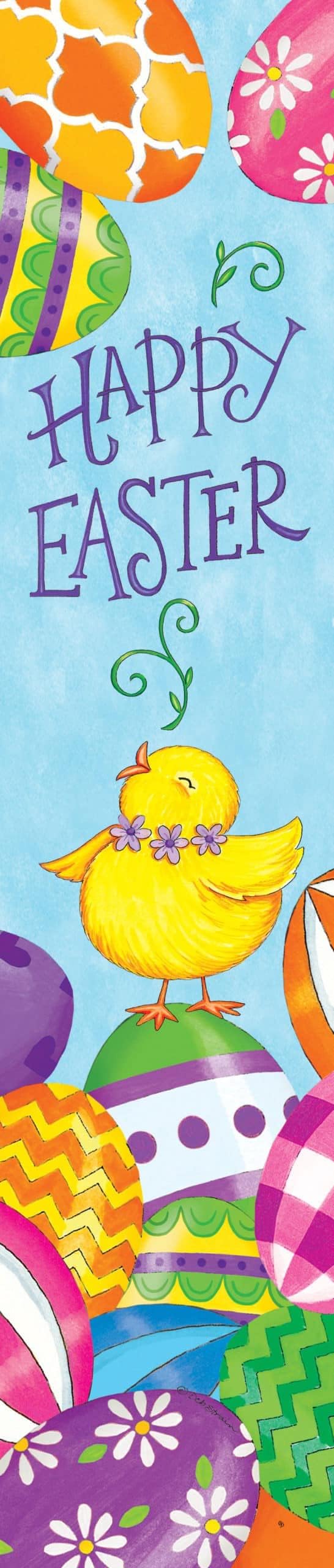 EASTER EGGS HAPPY EASTER Yard Expression Sign 6 inch x 30 inch PVC sign Licensed, Trademarked, Copyright by CDI. Made in the USA!