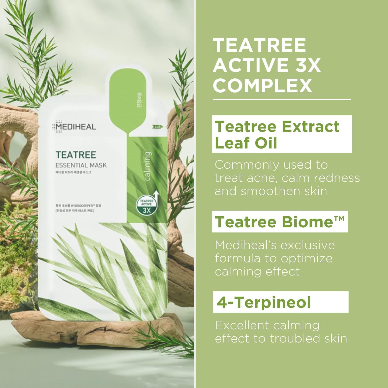 MEDIHEAL Teatree Care Solution Essential Mask, Pack of 10 Cotton Facial Sheet Mask with Tea Tree Oil and Cica Extracts, Moisturizing Facial Sheet Masks with Soothing Sensitive Skin and Sebum Control 4 71LwQ3489JL. AC SL1500
