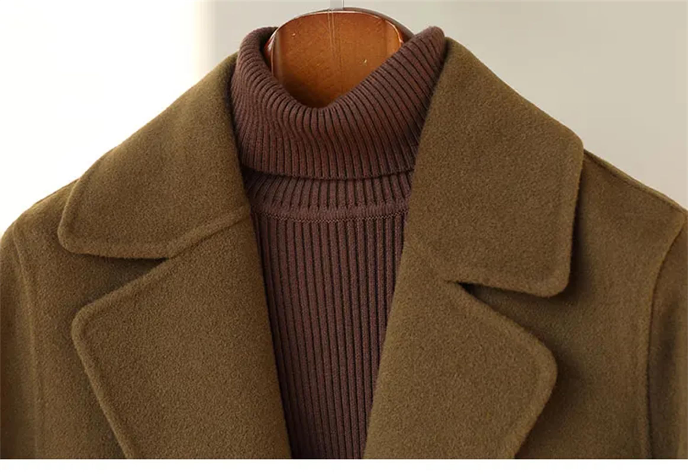 Cappotto invernale in cashmere su entrambi i lati da donna blu cappotto di lana abbigliamento caldo morbido e confortevole