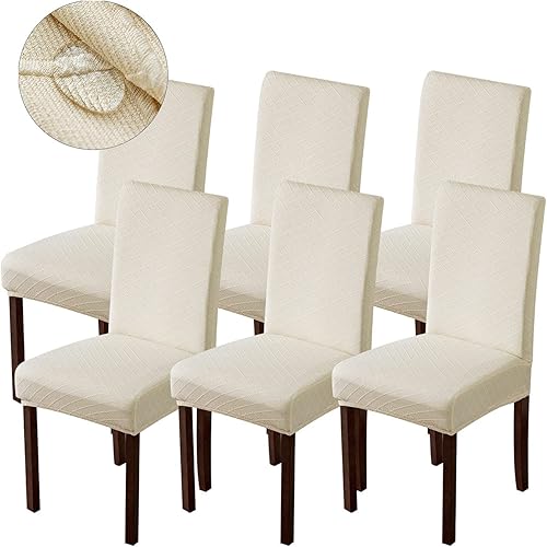 Genina Fundas impermeables para sillas de comedor, fundas de silla Parsons para cocina, fundas para sillas Parsons (beige, 6 piezas)