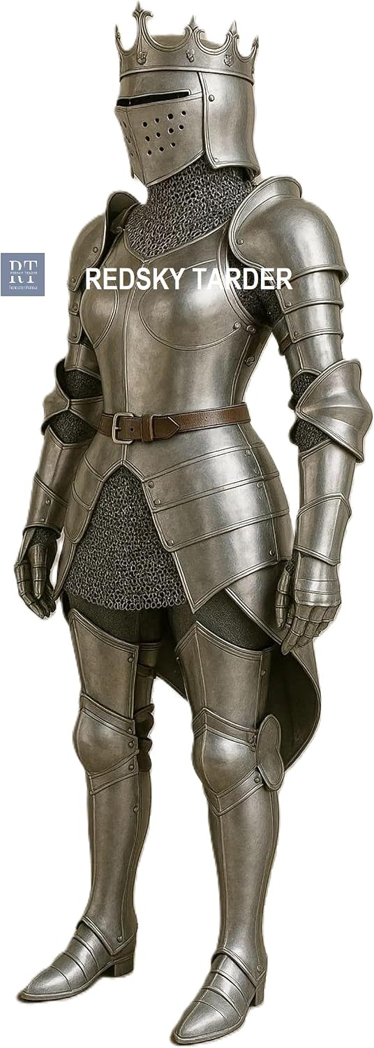 Knight Queen Women's Medieval Armor Suit with Crown Helmet | 22 Gauge Mild Steel | Fantasy Cosplay & LARP Gear | Handmade Werable Armor