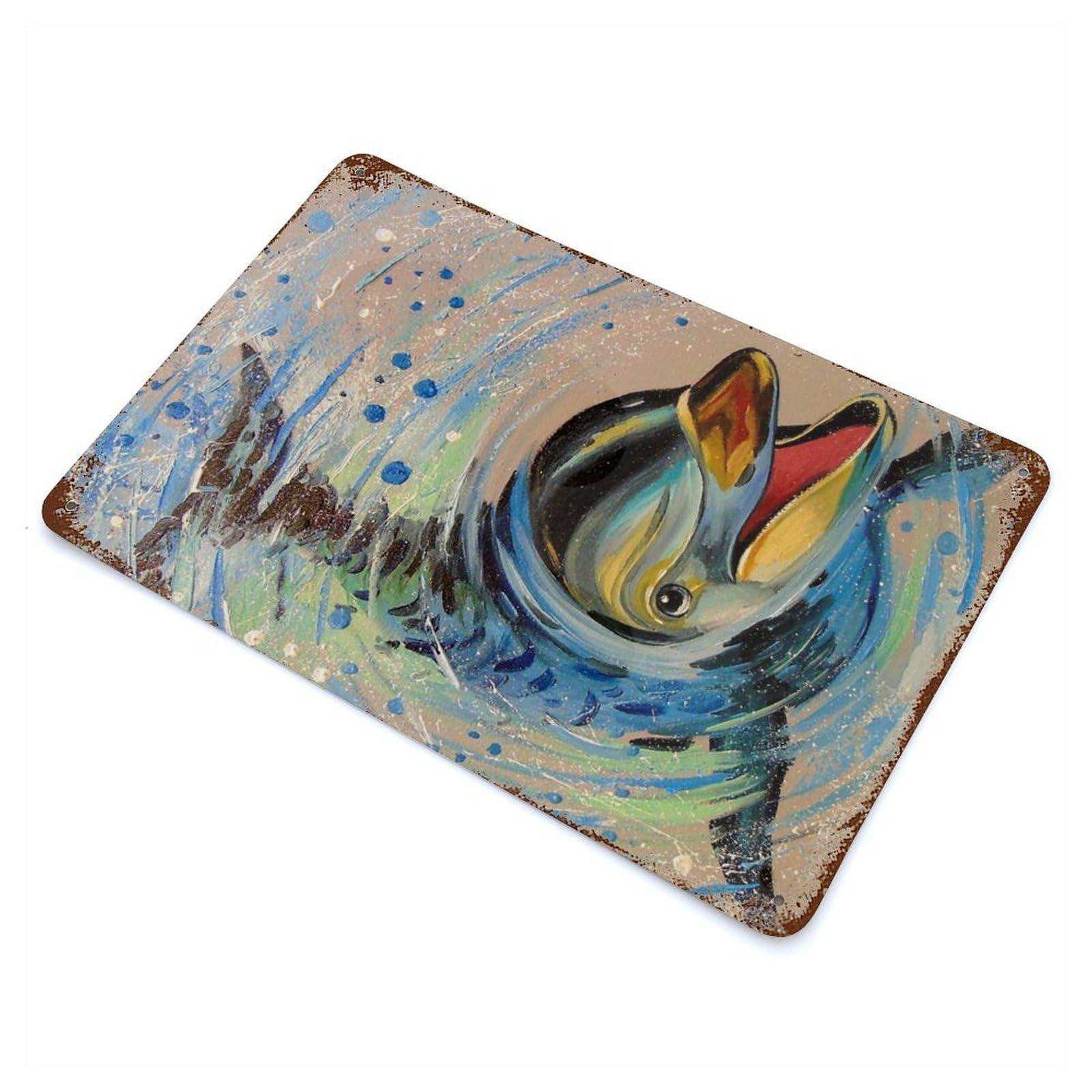 Smiling Dolphin Retro Metal Sign 11.8"x7.9", for Pub, Kitchen And Man Cave Decor, Industrial Home Decor