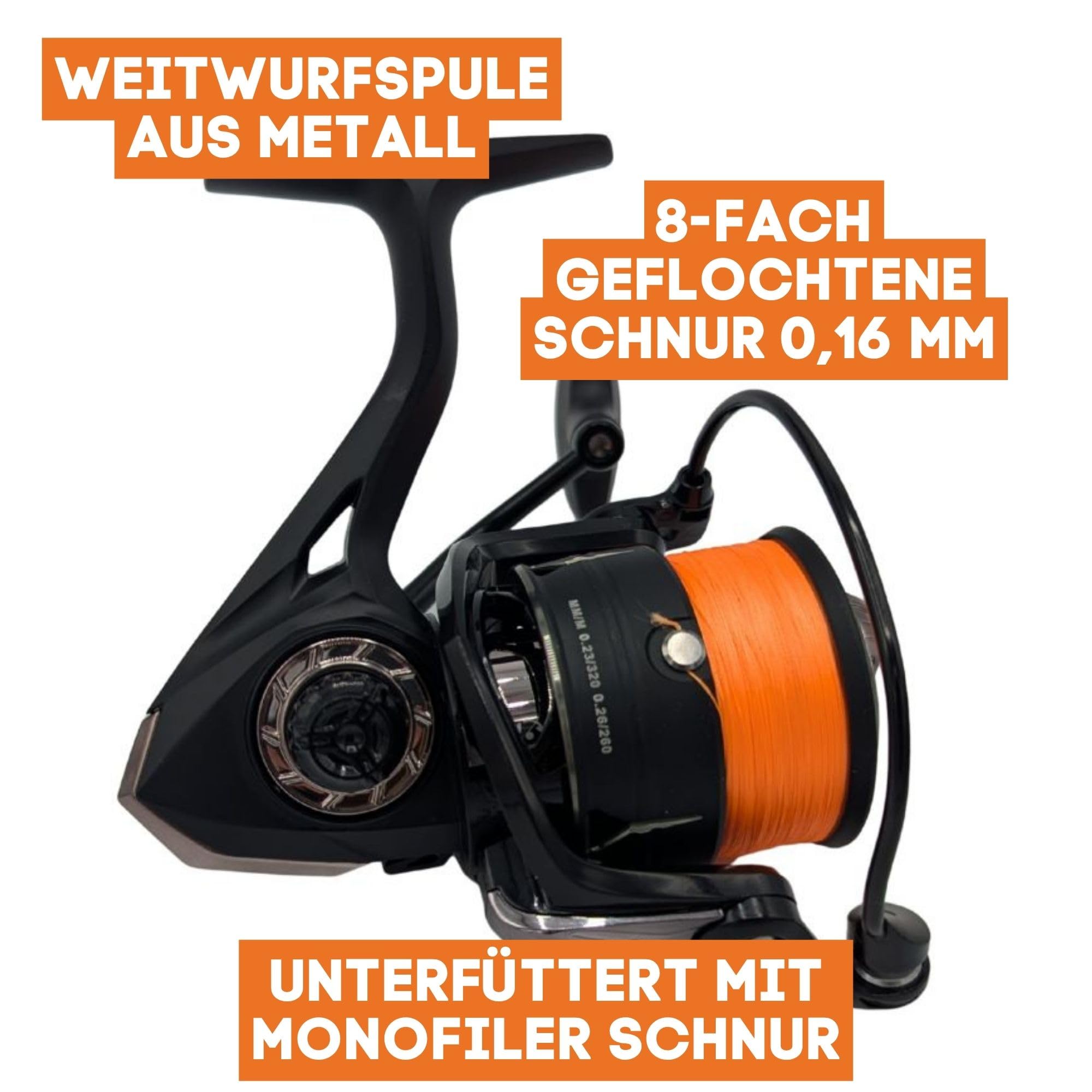Zite Fishing Spinning Reel Pro 2000–4000 bespulte Angelrolle | Spinnrolle mit Frontbremse | 8+1 Kugellager, Aluminium Klappkurbel & Ergonomischer Griff | Für Forelle, Barsch, Zander, Hecht Angel
