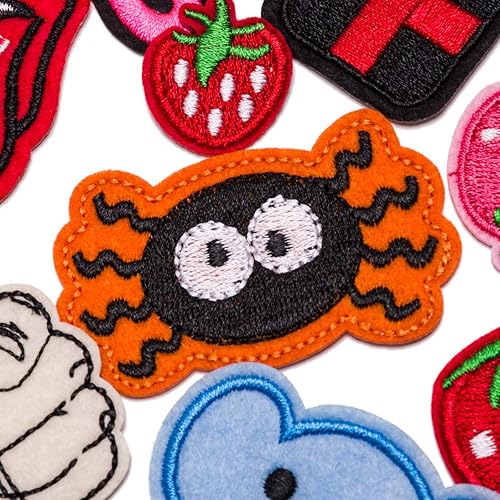 Miniatura 5 de U-Sky - Parches bordados para coser o planchar 70 diseños coloridos y pequeños de animales, frutas y palabras Juego de variedad DIY para ropa,