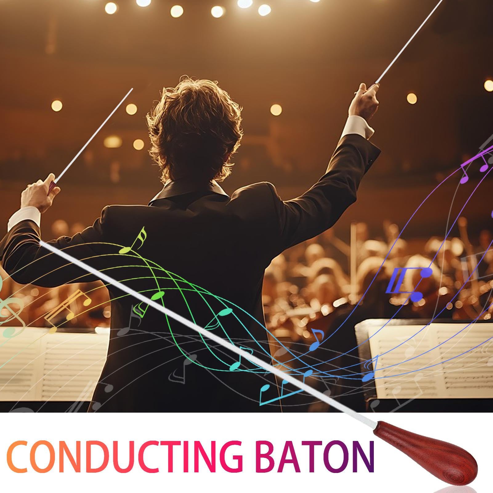 Baguette de chef d'orchestre – Poignée en bois 1,8 x 38,3 cm 13 g – Bâton en fibre de verre pour chef d'orchestre, chorales, éducation musicale et utilisation quotidienne