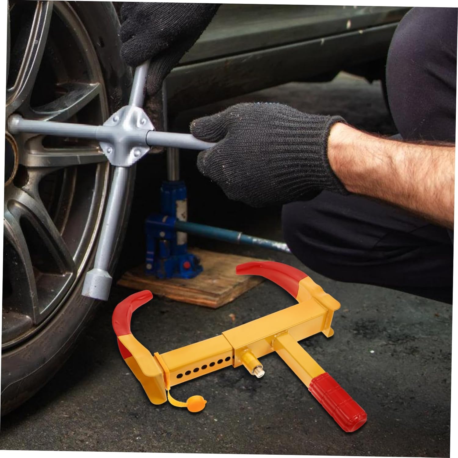 Heavy Duty Wheel Clamp Lock with Design Theft Security for Cars Trailers Motorcycles and Atvs Portable Vehicle Theft Prevention Clamp